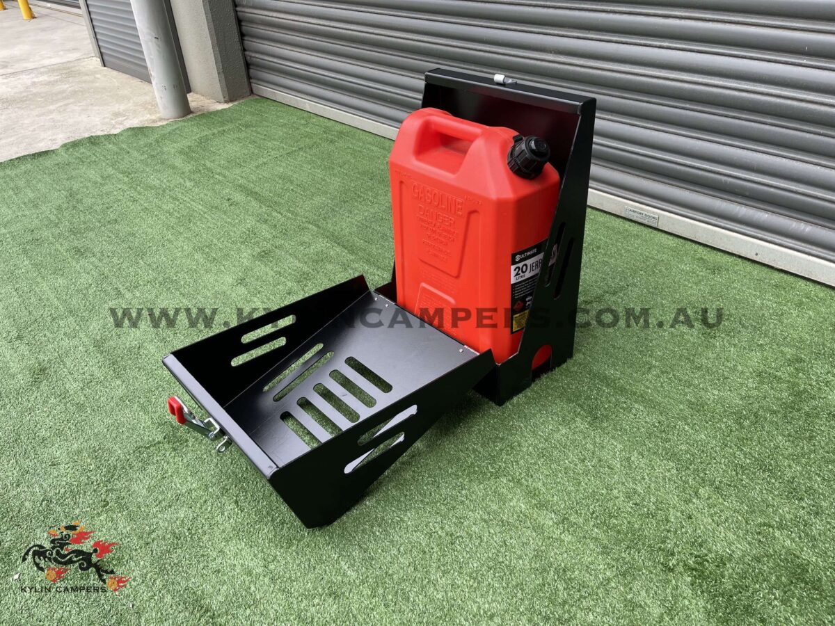 3mm Black Aluminium 20L Lockable Jerry Can Holder for Ute CanopyKylin