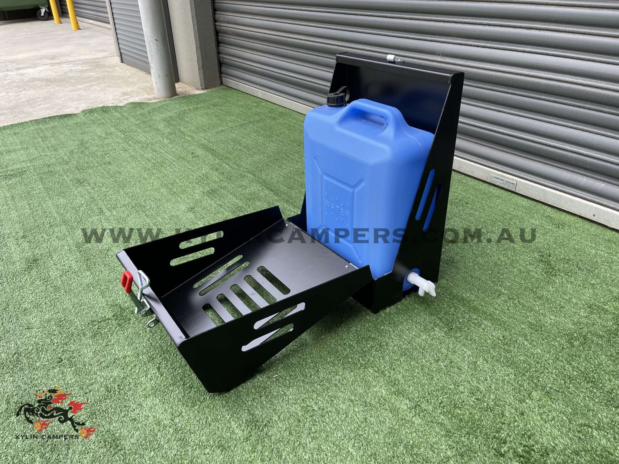 3mm Black Aluminium 20L Lockable Jerry Can Holder for Ute CanopyKylin