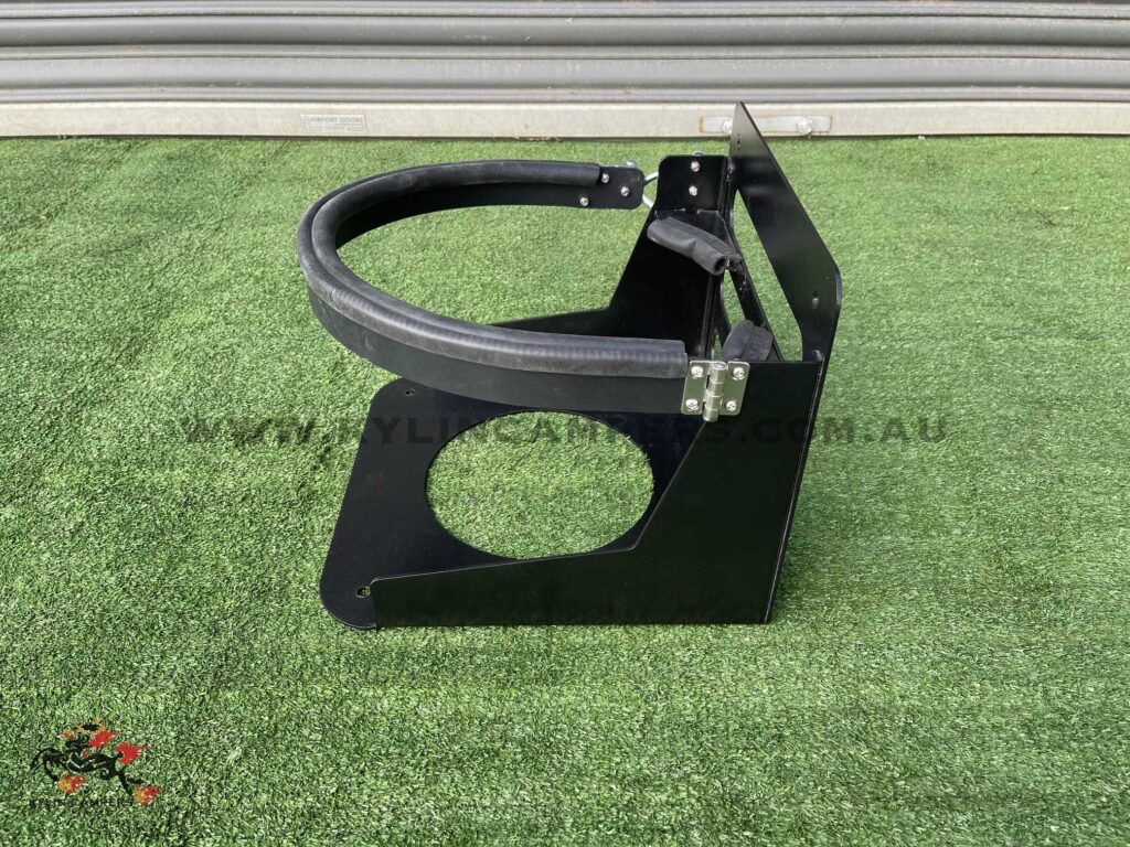 Black Gas Bottle Holder for Ute Canopies (3mm) Suit 9kg Gas